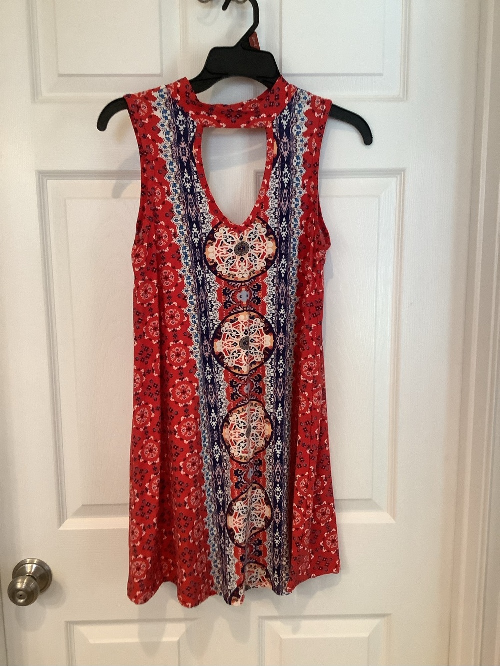 Derek Heart Red, Navy and Cream Boho Keyhole Tunic
